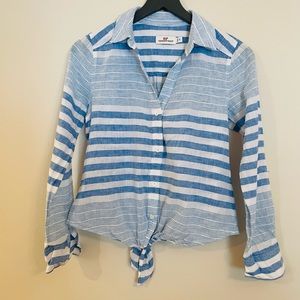 Vineyard Vines Size 0 Tie Top Linen/Cotton Blouse